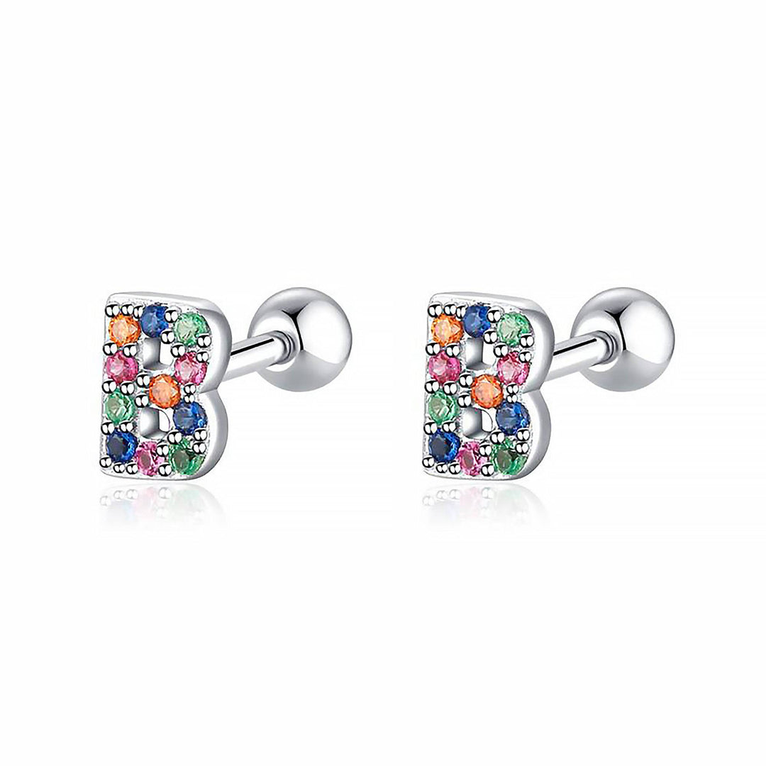Coloured Letter Earrings - Letria-B-Silver-State of Style