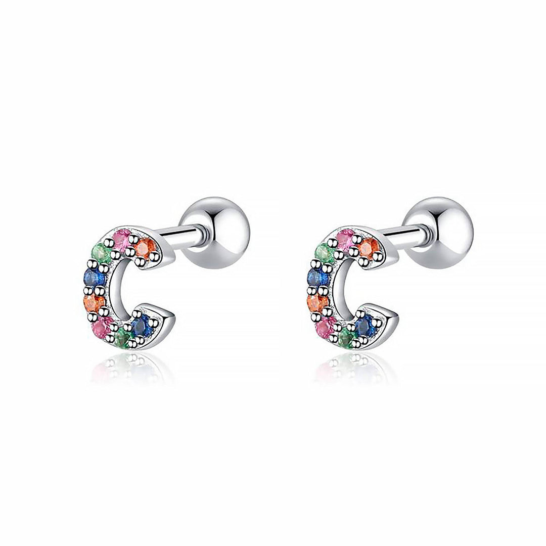 Coloured Letter Earrings - Letria-C-Silver-State of Style