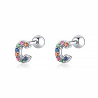 Coloured Letter Earrings - Letria-C-Silver-State of Style