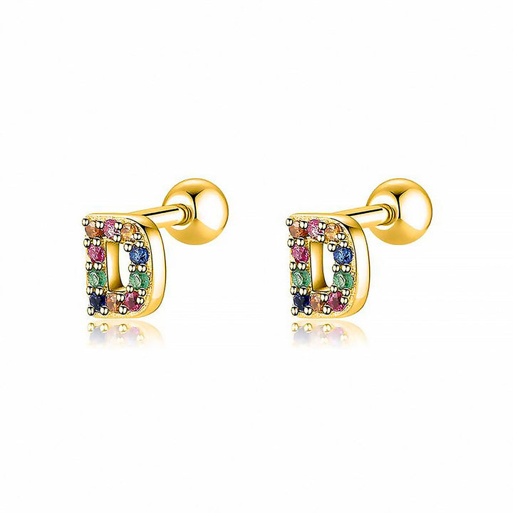Coloured Letter Earrings - Letria-D-Gold-State of Style