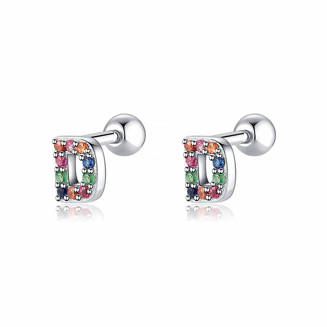 Coloured Letter Earrings - Letria-D-Silver-State of Style
