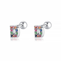 Coloured Letter Earrings - Letria-D-Silver-State of Style