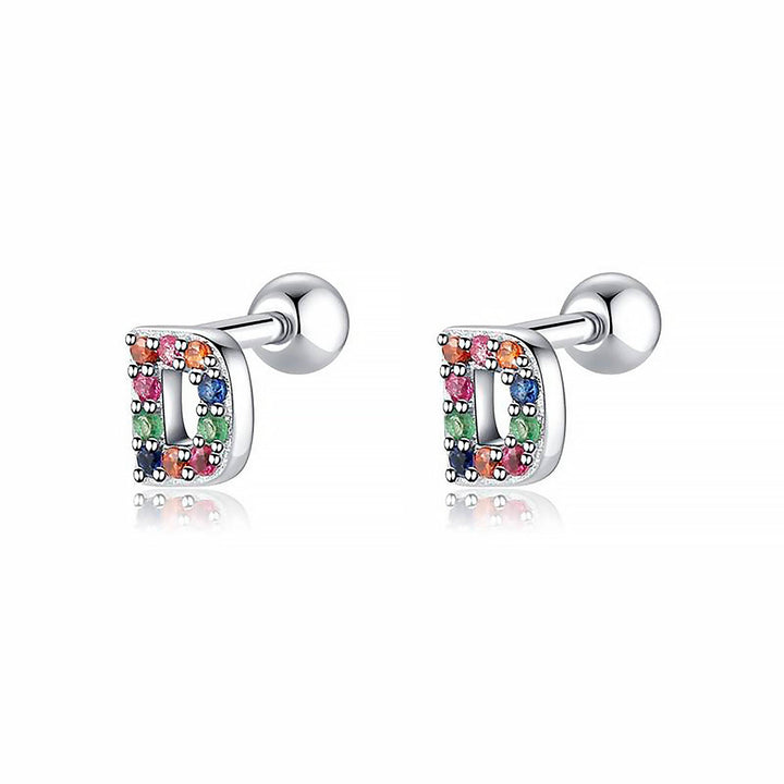 Coloured Letter Earrings - Letria-D-Silver-State of Style