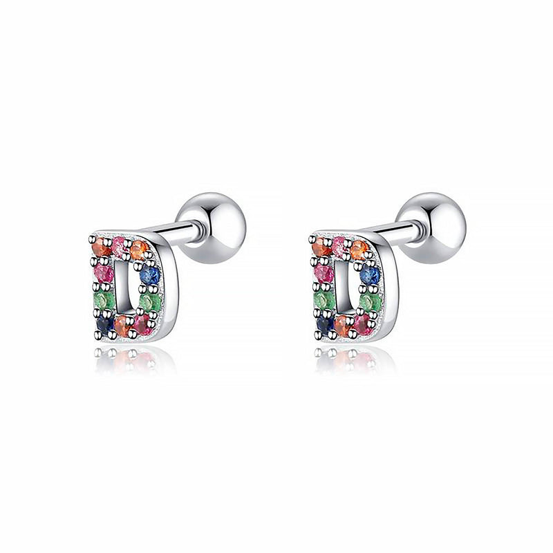 Coloured Letter Earrings - Letria-D-Silver-State of Style