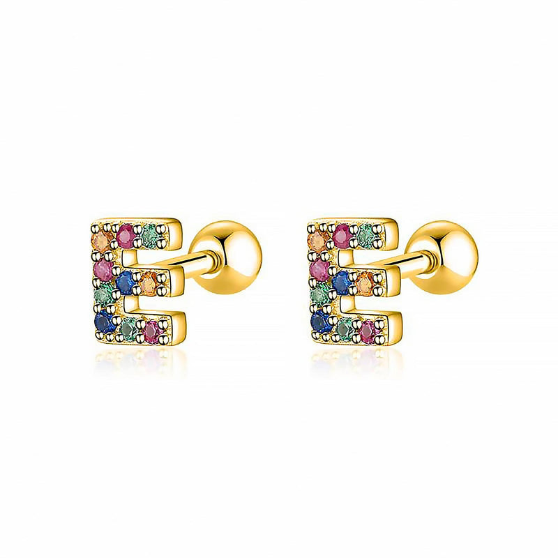 Coloured Letter Earrings - Letria-E-Gold-State of Style
