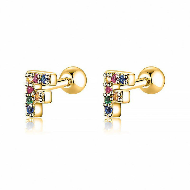 Coloured Letter Earrings - Letria-F-Gold-State of Style