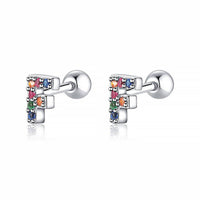 Coloured Letter Earrings - Letria-F-Silver-State of Style