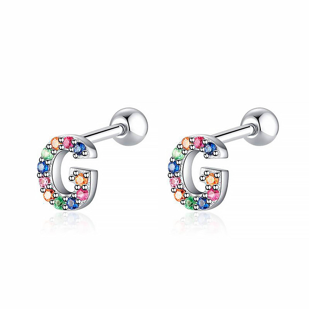 Coloured Letter Earrings - Letria-G-Silver-State of Style