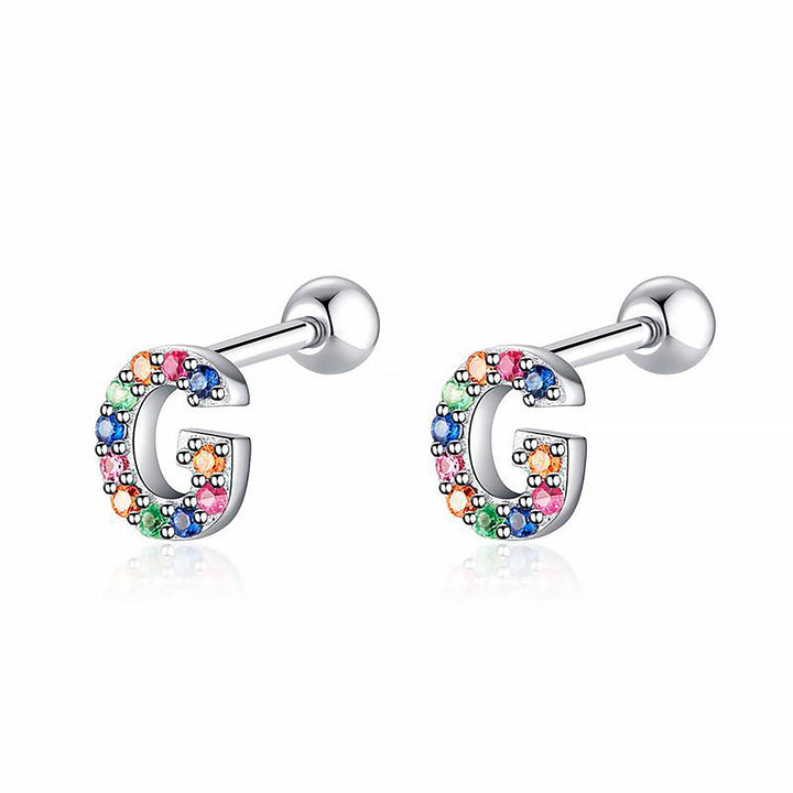 Coloured Letter Earrings - Letria-G-Silver-State of Style