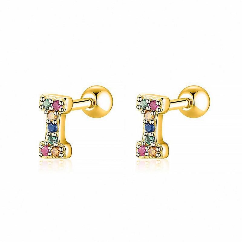 Coloured Letter Earrings - Letria-I-Gold-State of Style