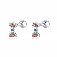 Coloured Letter Earrings - Letria-I-Silver-State of Style