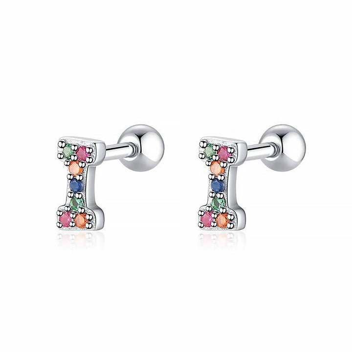 Coloured Letter Earrings - Letria-I-Silver-State of Style