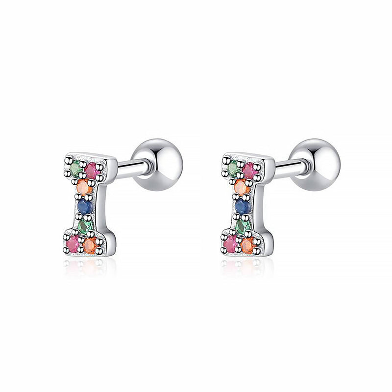 Coloured Letter Earrings - Letria-I-Silver-State of Style