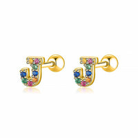 Coloured Letter Earrings - Letria-J-Gold-State of Style