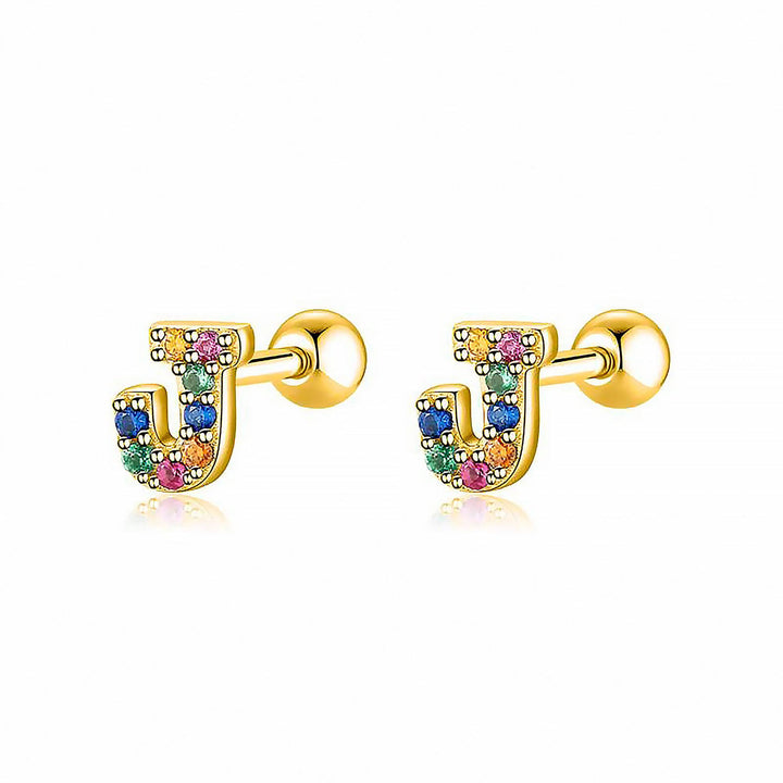 Coloured Letter Earrings - Letria-J-Gold-State of Style