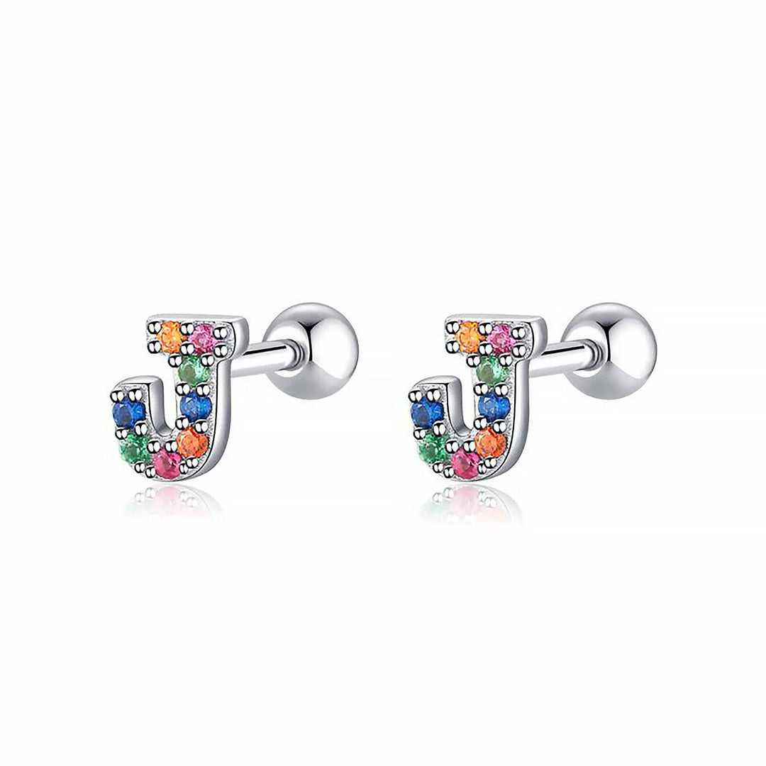 Coloured Letter Earrings - Letria-J-Silver-State of Style
