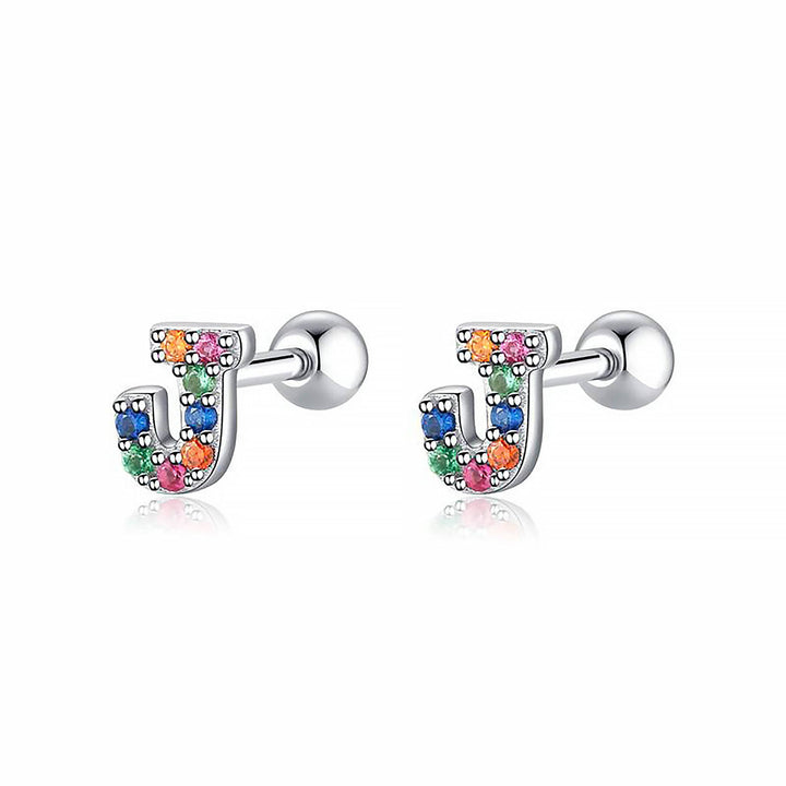 Coloured Letter Earrings - Letria-J-Silver-State of Style