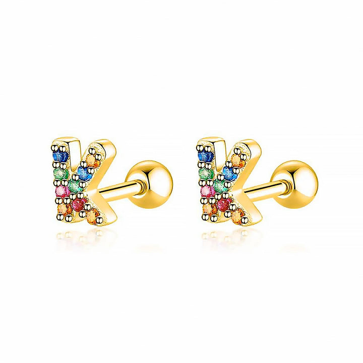 Coloured Letter Earrings - Letria-K-Gold-State of Style