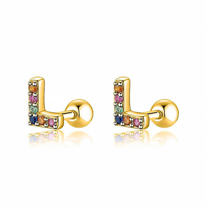 Coloured Letter Earrings - Letria-L-Gold-State of Style