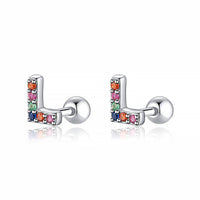 Coloured Letter Earrings - Letria-L-Silver-State of Style