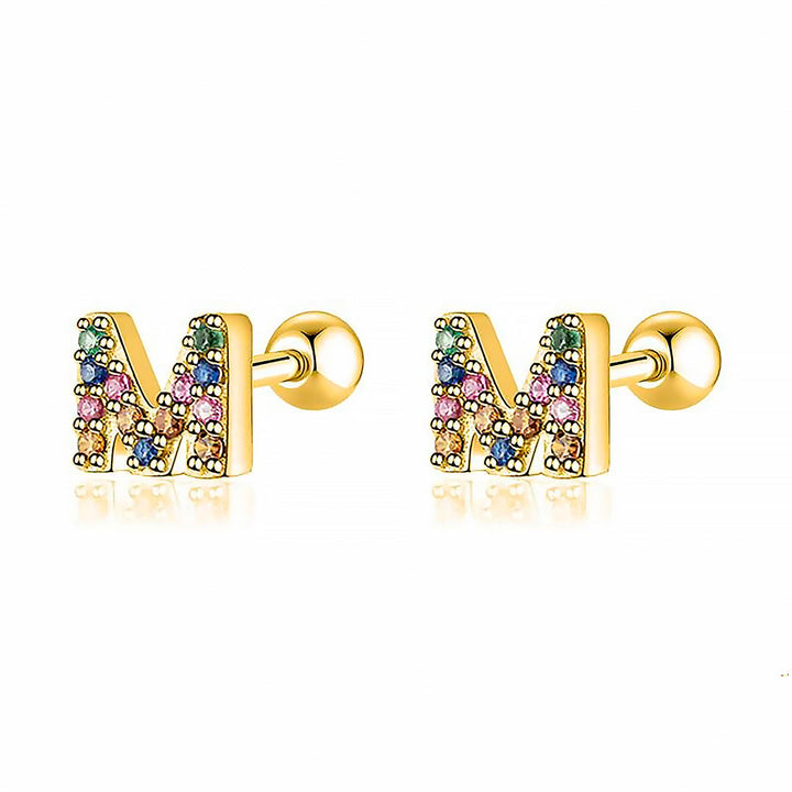 Coloured Letter Earrings - Letria-M-Gold-State of Style