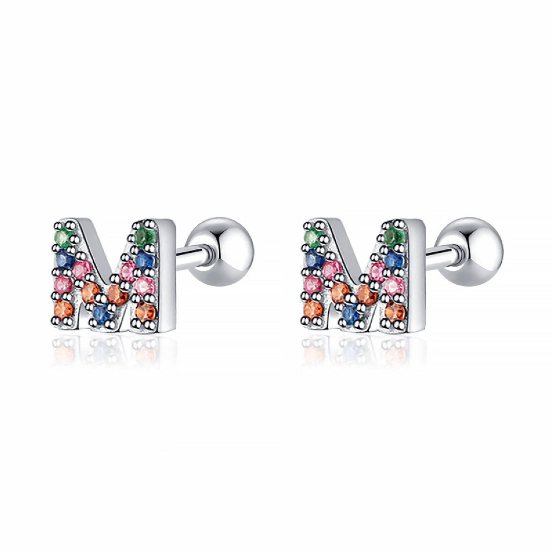 Coloured Letter Earrings - Letria-M-Silver-State of Style