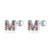 Coloured Letter Earrings - Letria-M-Silver-State of Style