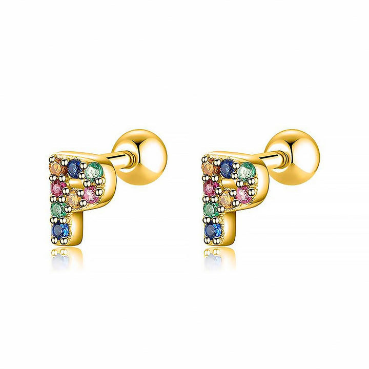 Coloured Letter Earrings - Letria-P-Gold-State of Style