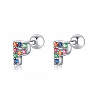 Coloured Letter Earrings - Letria-P-Silver-State of Style