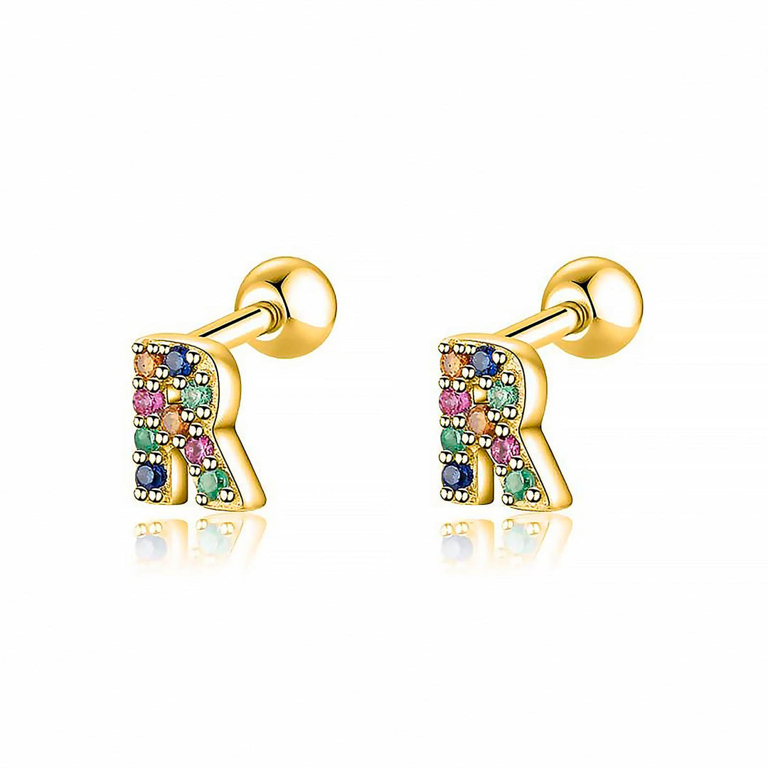 Coloured Letter Earrings - Letria-R-Gold-State of Style