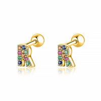 Coloured Letter Earrings - Letria-R-Gold-State of Style
