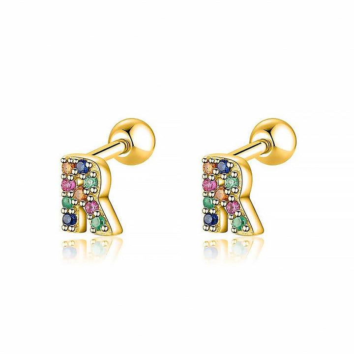 Coloured Letter Earrings - Letria-R-Gold-State of Style