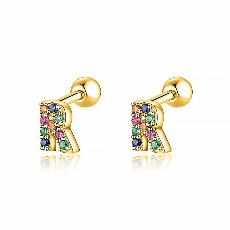 Coloured Letter Earrings - Letria-R-Gold-State of Style