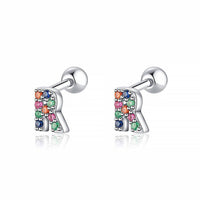 Coloured Letter Earrings - Letria-R-Silver-State of Style