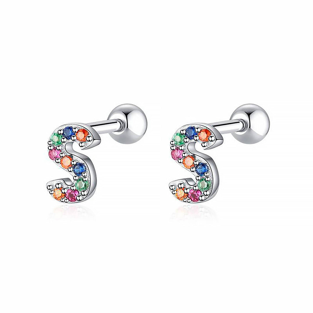 Coloured Letter Earrings - Letria-S-Silver-State of Style