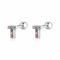 Coloured Letter Earrings - Letria-T-Silver-State of Style