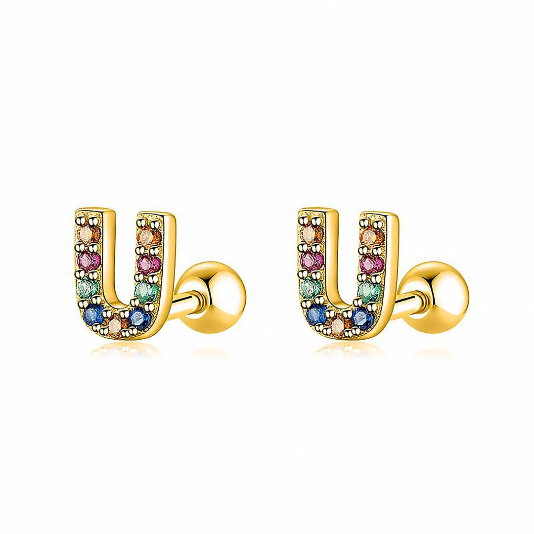 Coloured Letter Earrings - Letria-U-Gold-State of Style