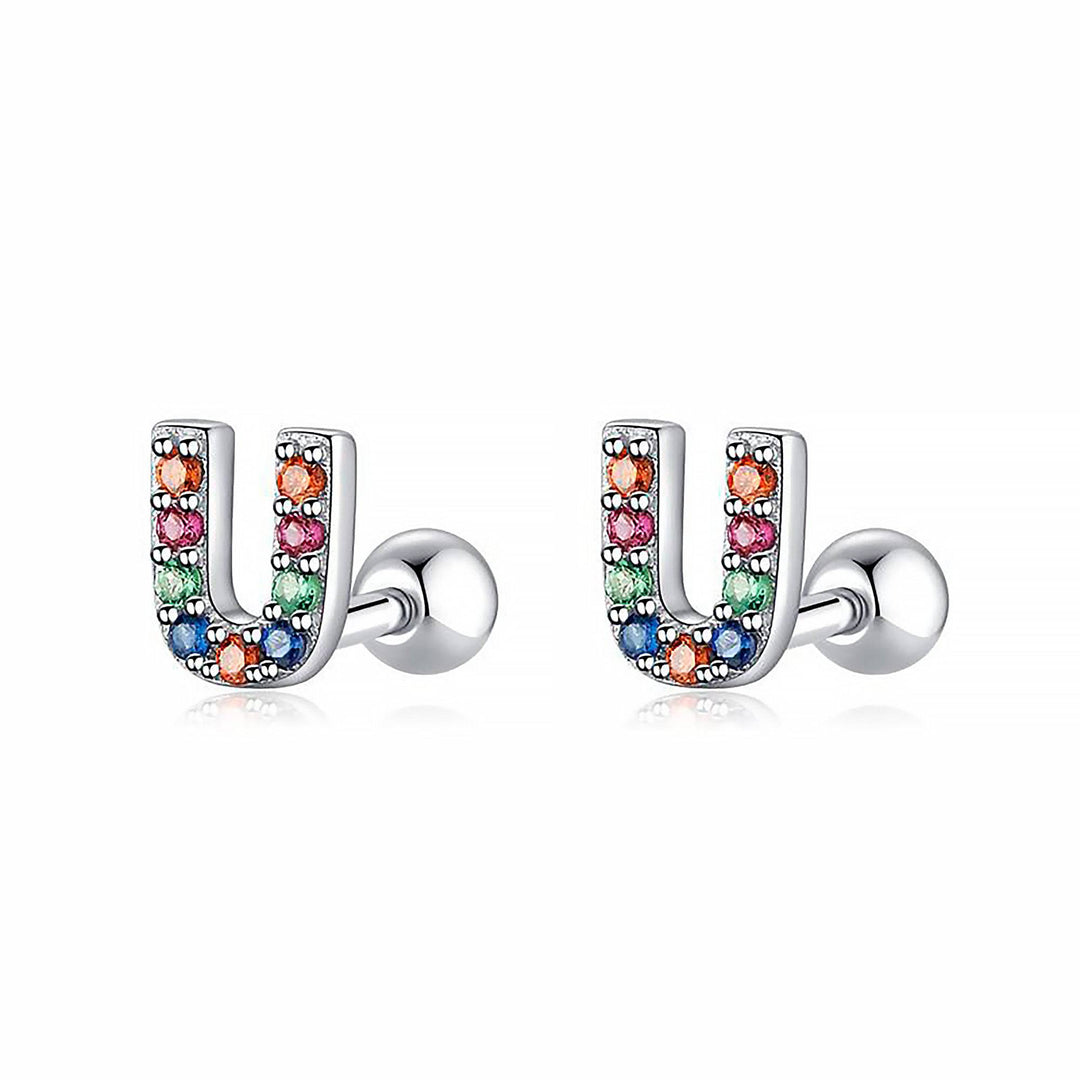 Coloured Letter Earrings - Letria-U-Silver-State of Style