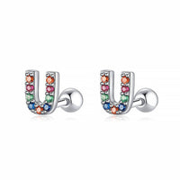 Coloured Letter Earrings - Letria-U-Silver-State of Style