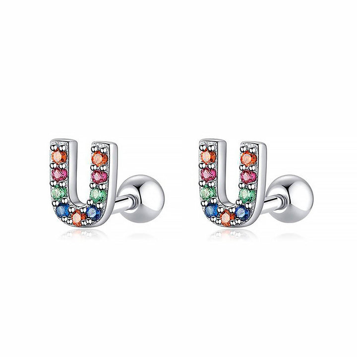 Coloured Letter Earrings - Letria-U-Silver-State of Style