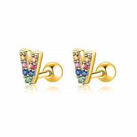 Coloured Letter Earrings - Letria-V-Gold-State of Style