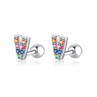 Coloured Letter Earrings - Letria-V-Silver-State of Style