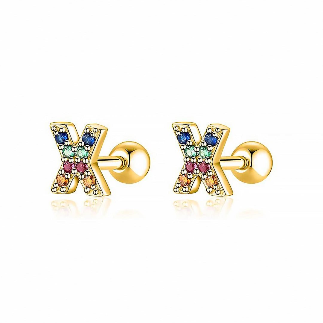 Coloured Letter Earrings - Letria-X-Gold-State of Style
