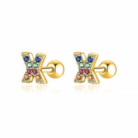 Coloured Letter Earrings - Letria-X-Gold-State of Style