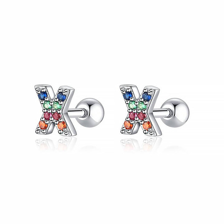 Coloured Letter Earrings - Letria-X-Silver-State of Style