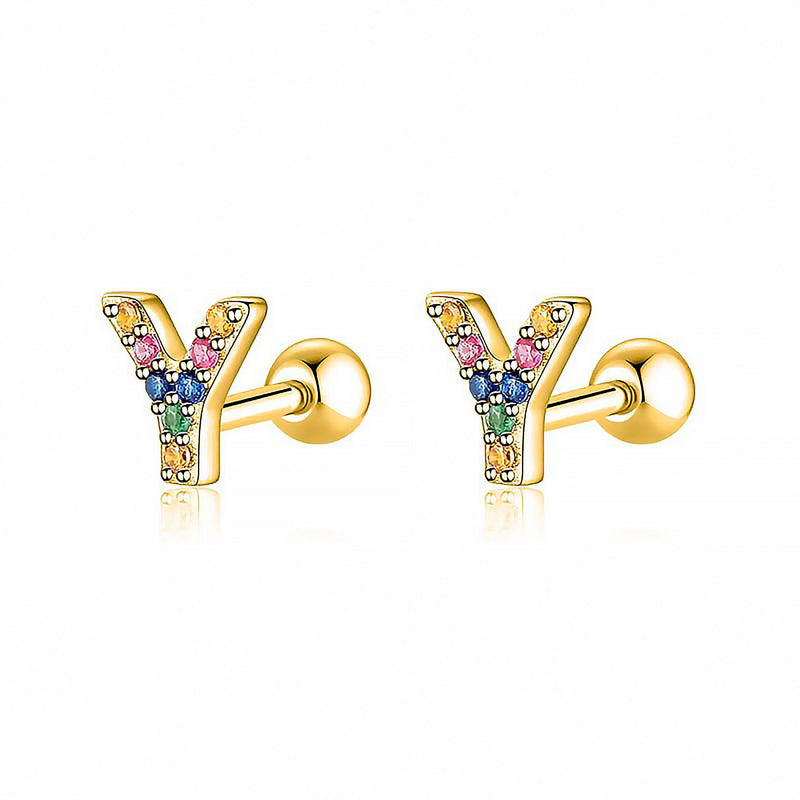 Coloured Letter Earrings - Letria-Y-Gold-State of Style