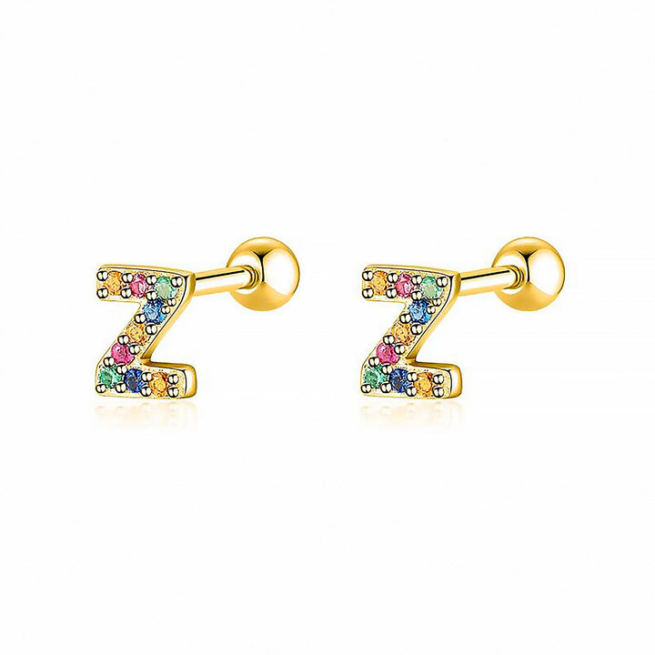 Coloured Letter Earrings - Letria-Z-Gold-State of Style