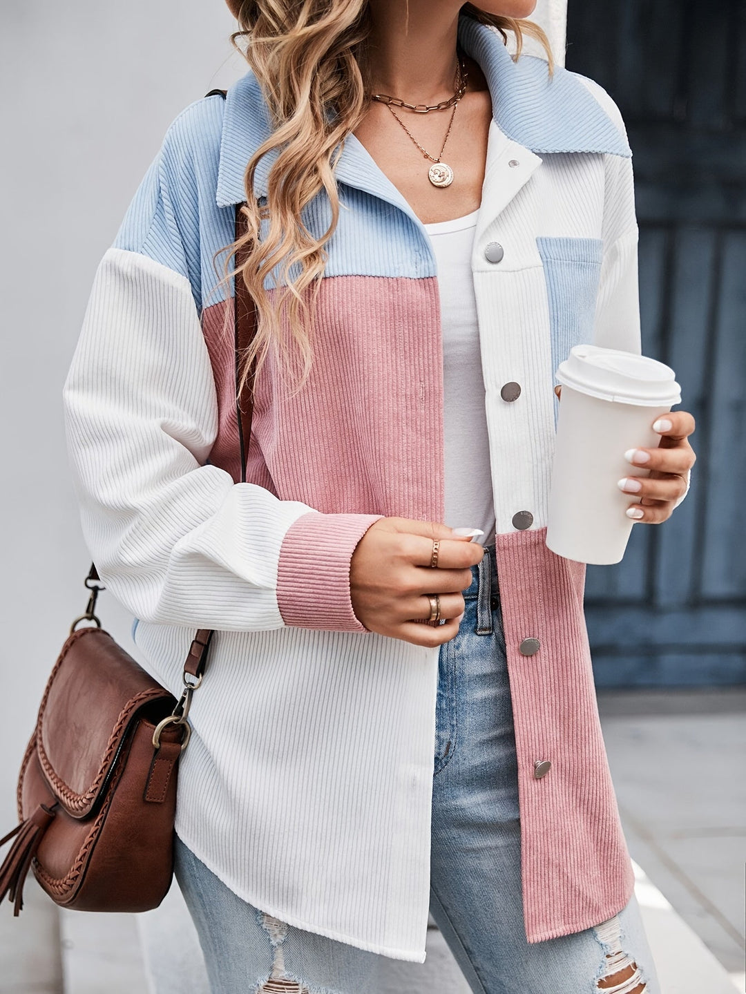 Colourful Blouse with Button Closure - Lina-Green/Pink-S-State of Style