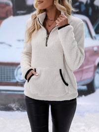 Colourful Half-Zip Sweatshirt - Vera-White-S-State of Style
