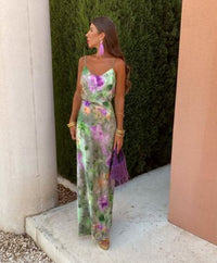 Colourful Halo-Dye Maxi Dress with Detachable Scarf - Olivia-S-State of Style